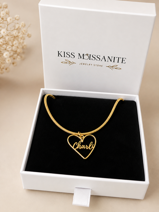 Sign Your Name Across My Heart – Custom Necklace | Kiss Moissanite